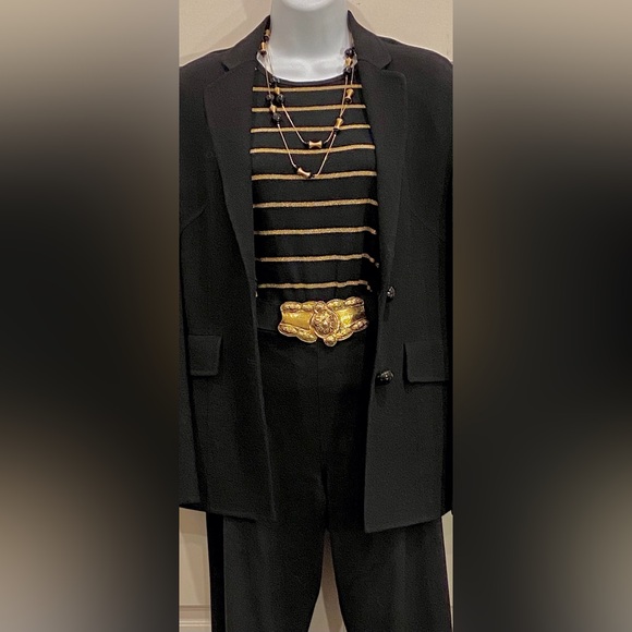 Ralph Lauren green label black with gold metallic stripes tee shirt - Picture 5 of 7